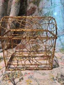 GOLD Wire basket hinged lid 6 1/2”H X 5 1/2”L X 4”w